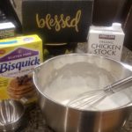 Gluten Free Bisquick, Kirkland Signature Chicken Stock and Bowl with Batter