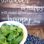 White Ceramic Bowl of Green Baby Spinach Leaves and Blueberries